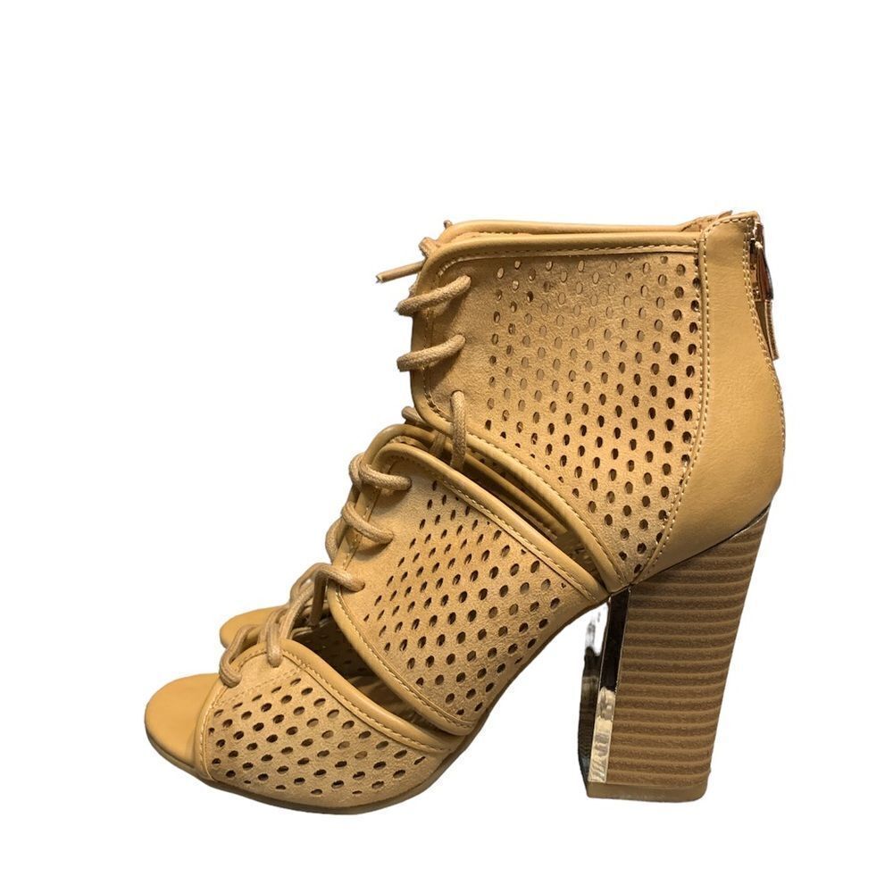 Call It Spring Perforated Lace Up Booties